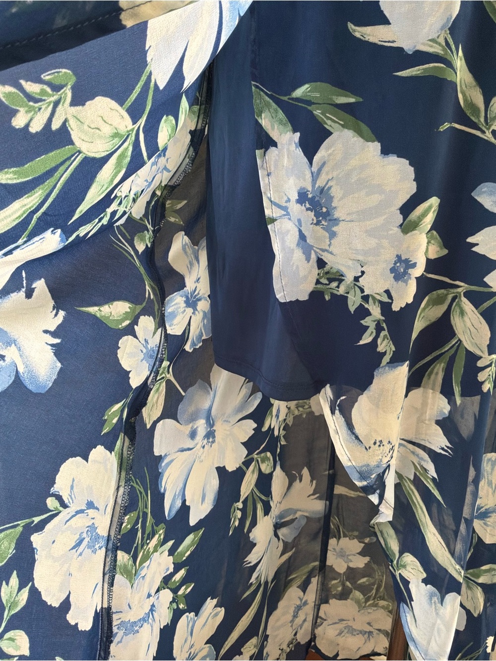 Lily Rose Blue Floral High-Low Wrap Faux Midi Dress Size M - Picture 6 of 10